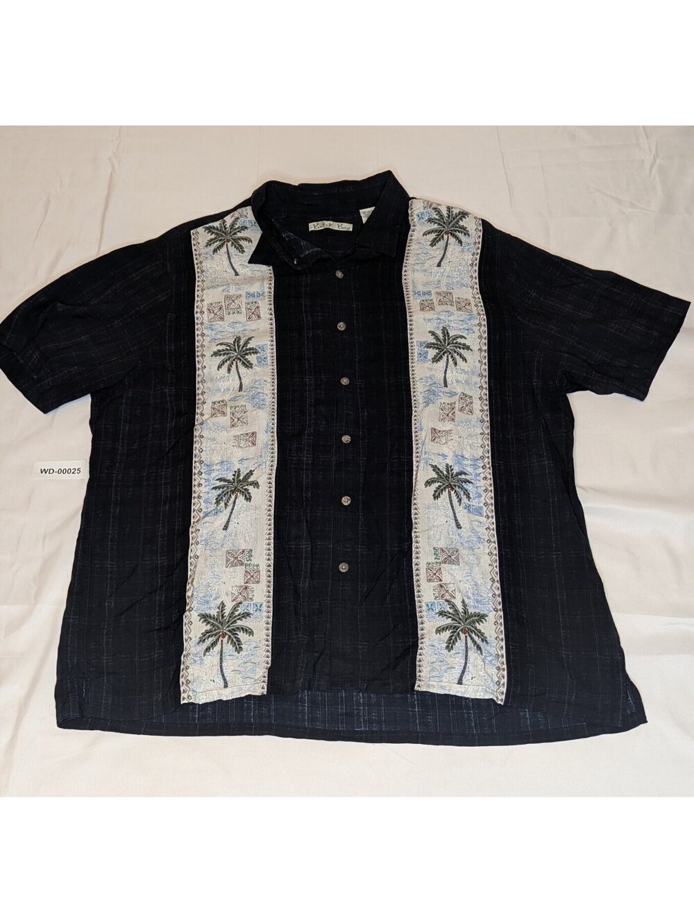 Batik Bay Hawaiian Shirt Men’s XXL Black Palm Tree Panel Camp Shirt